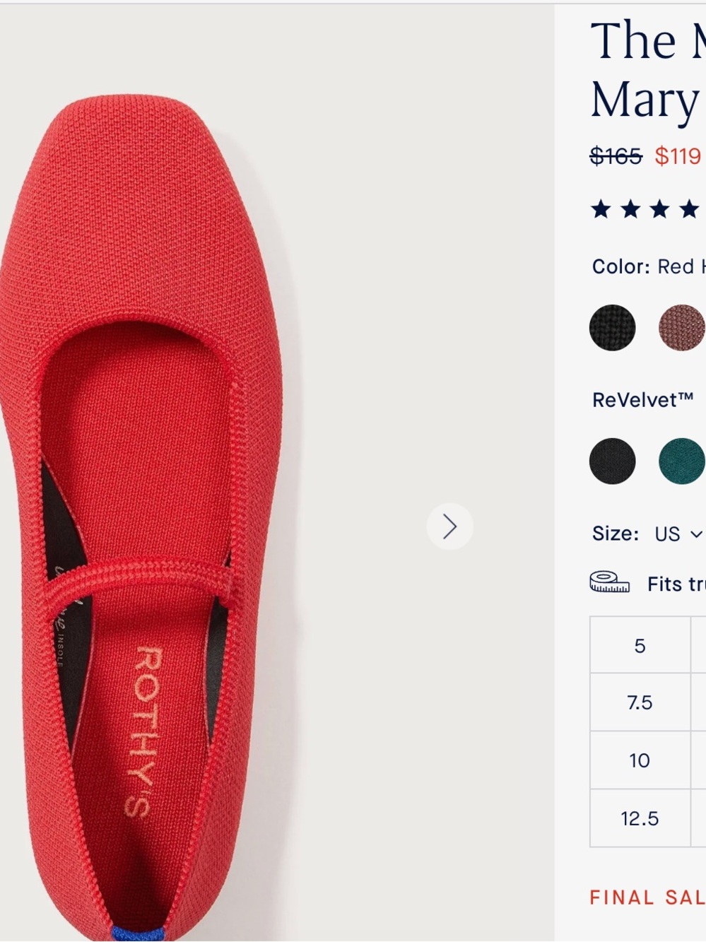 Rothy's The Max Square - Red Knit Mary Jane Flat with Elastic Strap